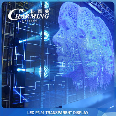 IP65 Waterproof Transparent LED Wall , Anti Collision Transparent Video Glass Screen