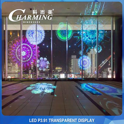 RGB P3.91 Transparent Glass Display , 500x1000mm Glass Wall LED Screen