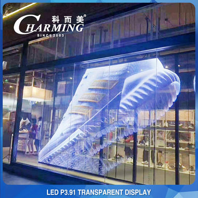 Charming Outdoor Transparent LED Wall Display Anti Collision 500x1000mm