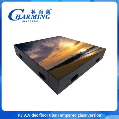 Custom  Indoor And Outdoor Ultra Thin Glass  Gob Cover Iron Frame Stage Floor Interactive Digital Panel Video Wall Dance Floor LED Screen