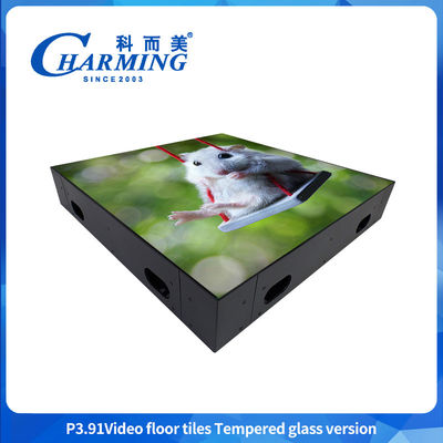 Custom  Indoor And Outdoor Ultra Thin Glass  Gob Cover Iron Frame Stage Floor Interactive Digital Panel Video Wall Dance Floor LED Screen