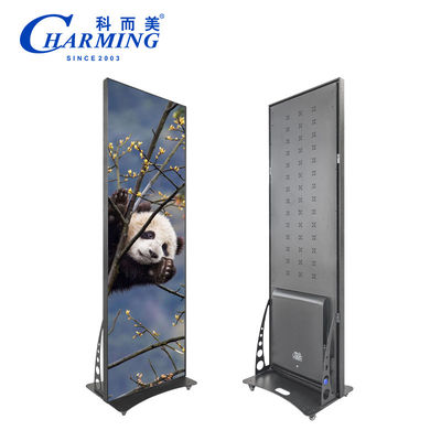 Hot Selling Advertising Led Poster Screen With Wheels Flooring Standing