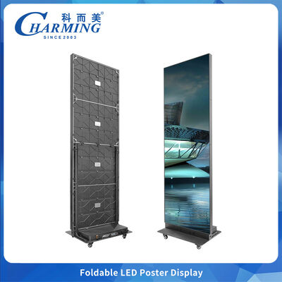 High Quality Foldable LED Poster Display Screen with Stand and Wheels for Indoor Advertising