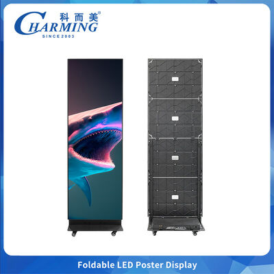 High Quality Foldable LED Poster Display Screen with Stand and Wheels for Indoor Advertising