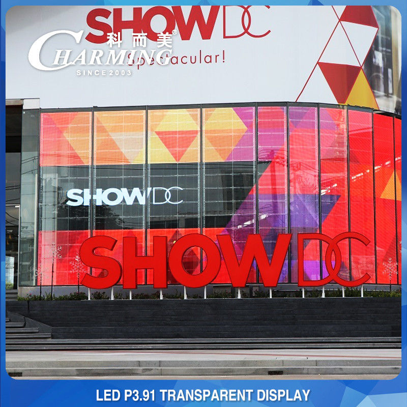 Shopping Mall Advertisement P3.91 Transparent LED Video Wall 4K Indoor