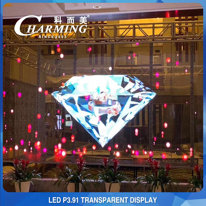 Crashproof See Through LED Screen , Aluminum Transparent LED Storefront