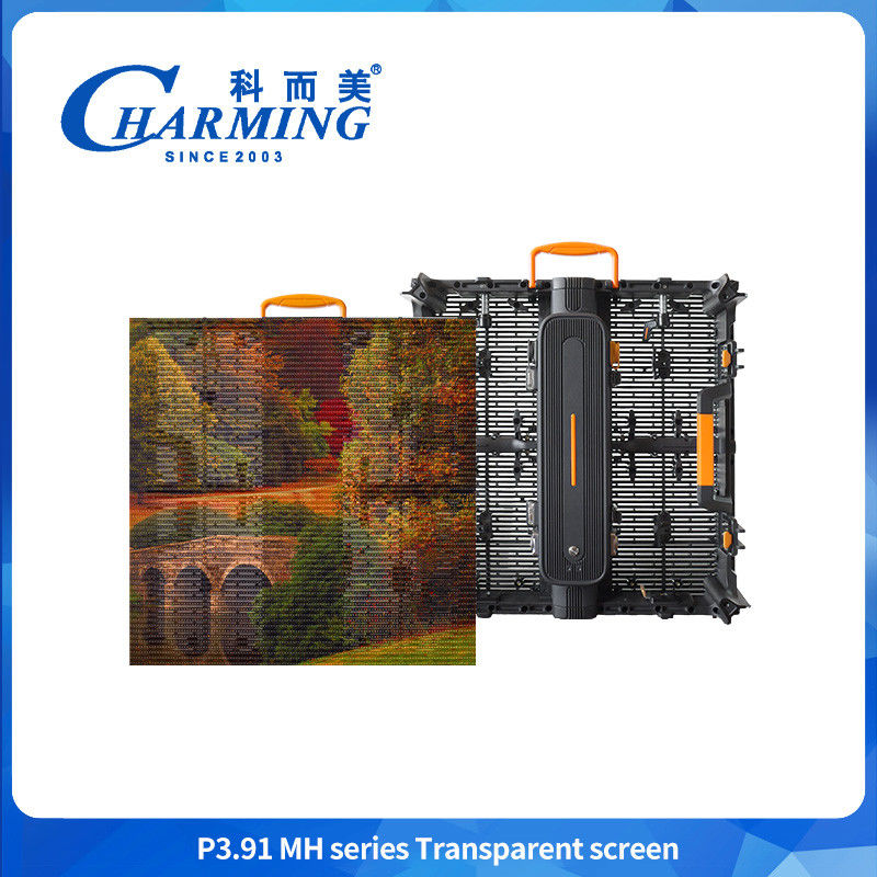 High Brightness P3.91 MH Outdoor Curtain Shop Window Glass TV LED Panels Mesh Display Transparent LED Screen