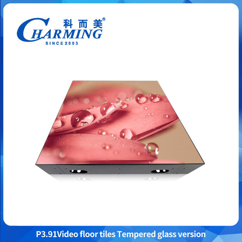 4K Wedding Dance Floor SMD1921 P3.91 LED 3D Interactive Effect Gob Craft Luminous RGB Full Color Glass Material LED Video Floor Tile