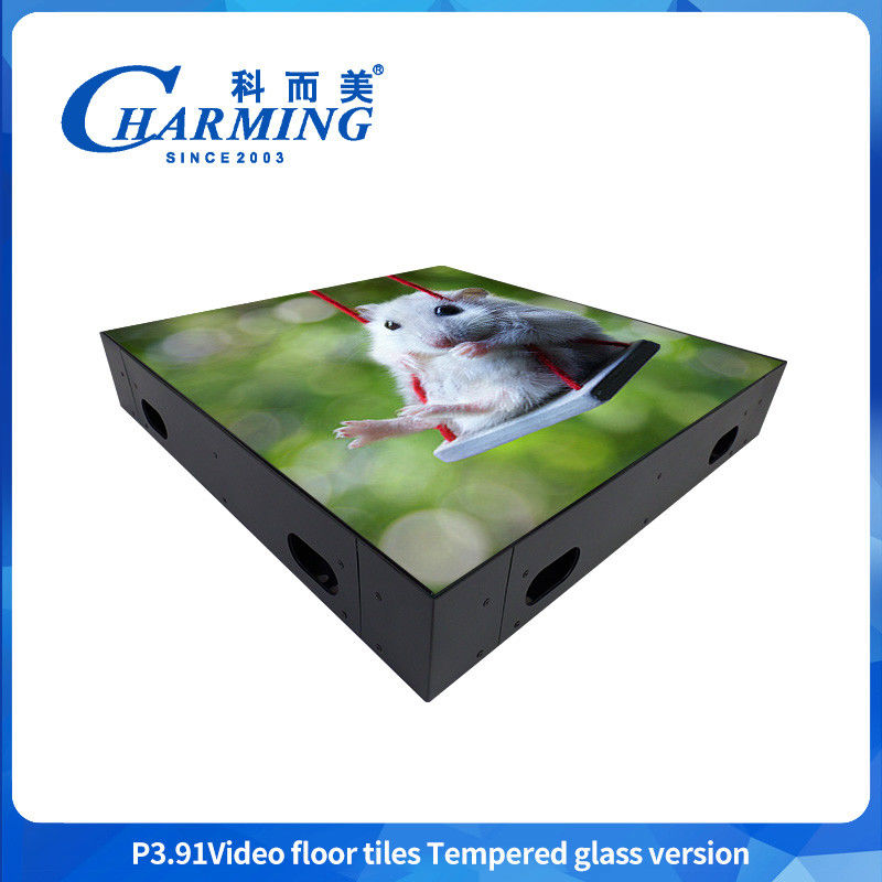 Custom  Indoor And Outdoor Ultra Thin Glass  Gob Cover Iron Frame Stage Floor Interactive Digital Panel Video Wall Dance Floor LED Screen