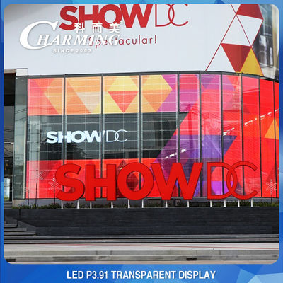 Shopping Mall Advertisement P3.91 Transparent LED Video Wall 4K Indoor